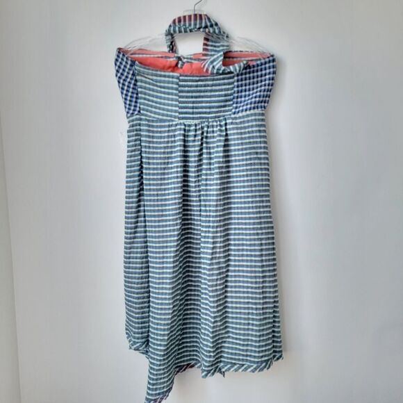 ANTHROPOLOGIE MAEVE One Shoulder Gingham Waverly Dress Blue Motif Size 8 - Picture 11 of 12